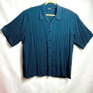 Haggar Mens Short Sleeve Shirt Retro Twist Black Soft 96% Rayon 4%Polyester